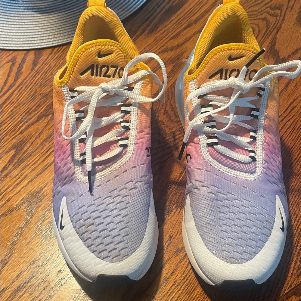 Nike Air Max 270 Gradient Purple and Yellow Athletic Shoes